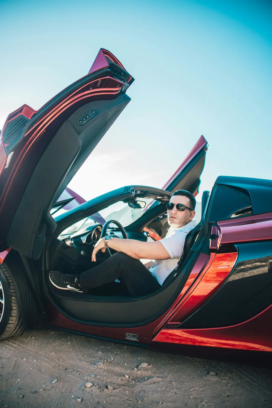 Luxury lifestyle creator shoot with a sports car