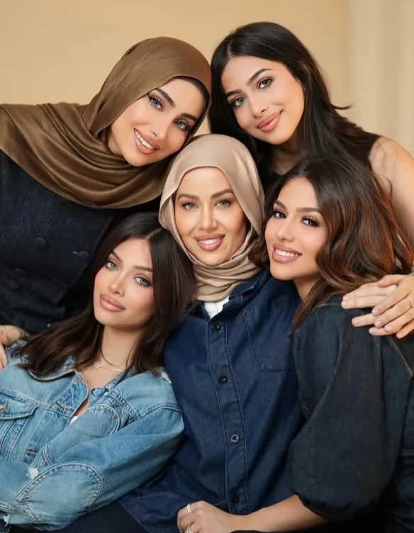 Five Gulf beauty creators together in a studio portrait