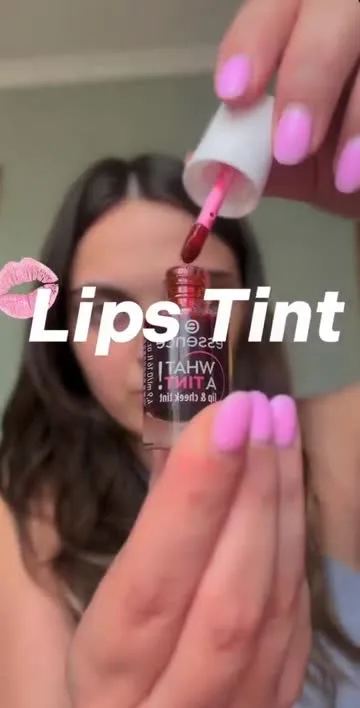 Close-up of a lip tint in a make-up tutorial